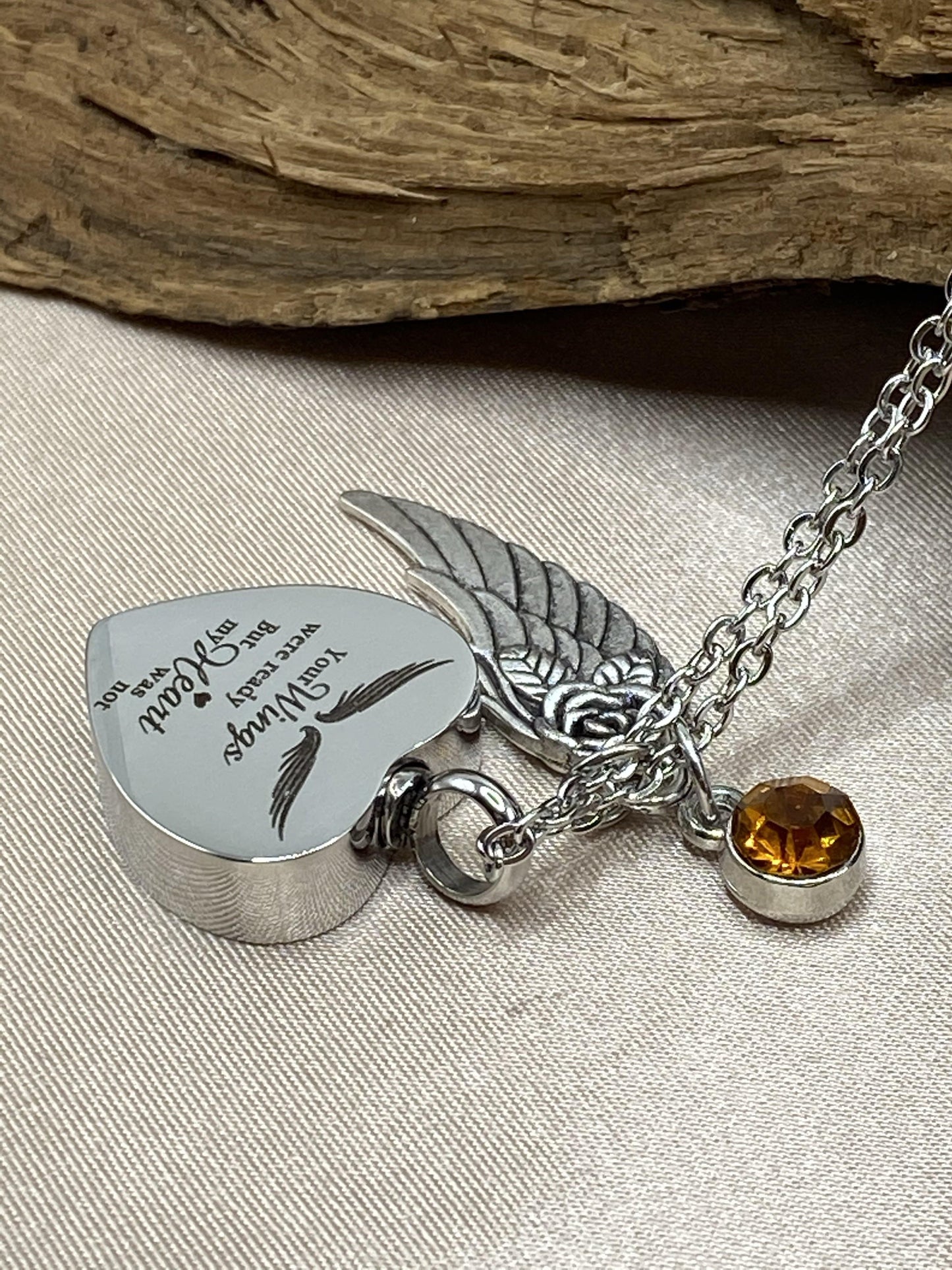 Heart cremation memorial necklace