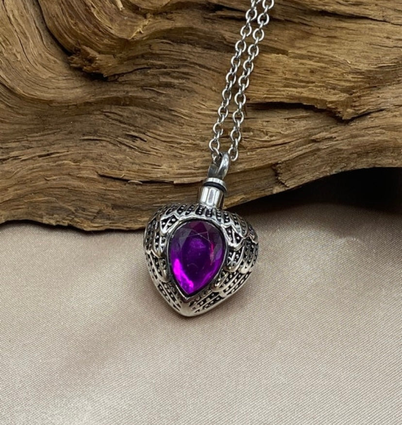 Imrsanl Cremation Jewelry for Ashes Pendant - Crystal Heart Urn Necklace  with Mini Keepsake Urn Memorial Ash Jewelry Purple | OutfitOcean Australia