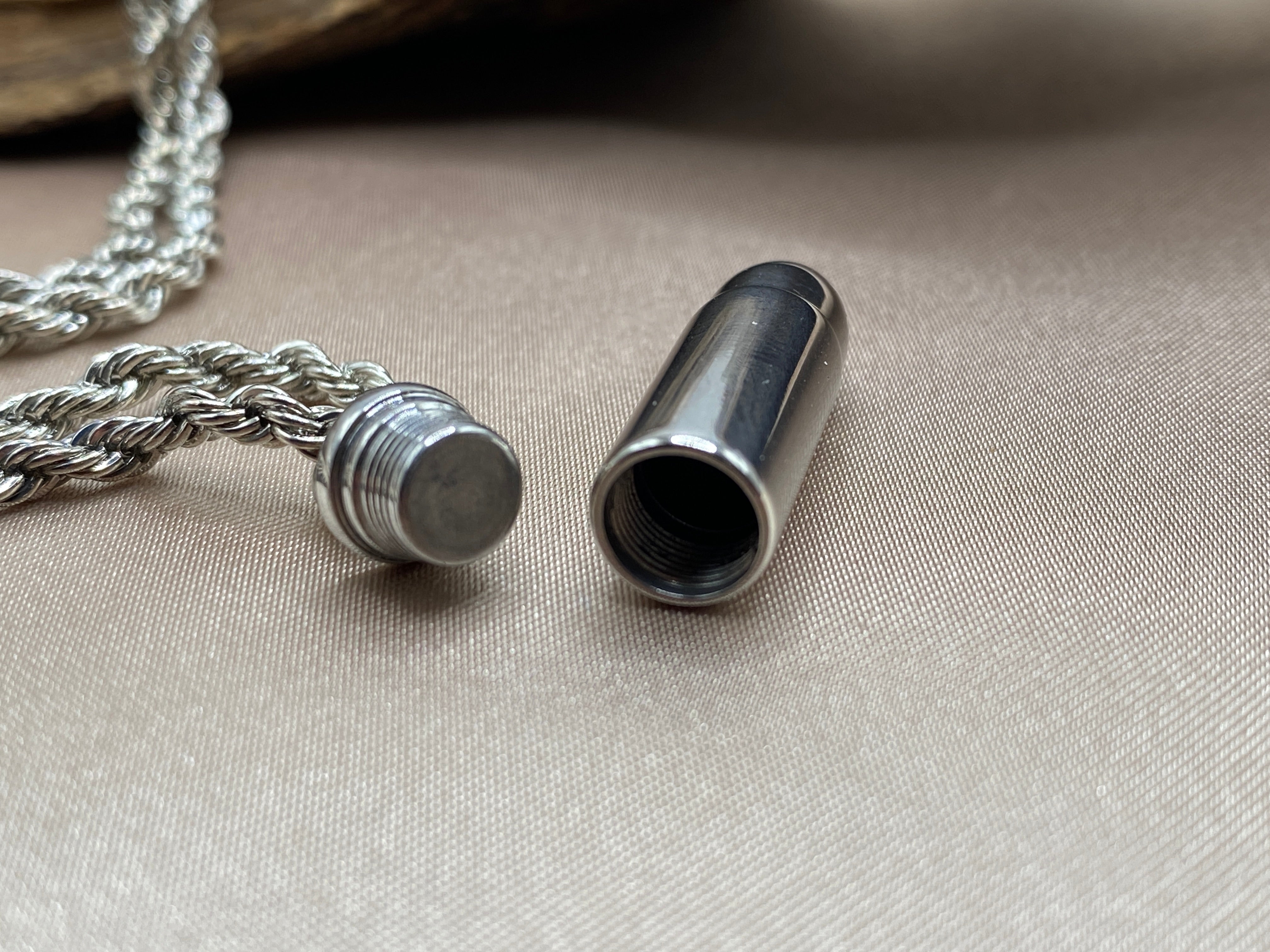 Cylinder with Black Cross Pendant and Necklace for Cremation Ashes