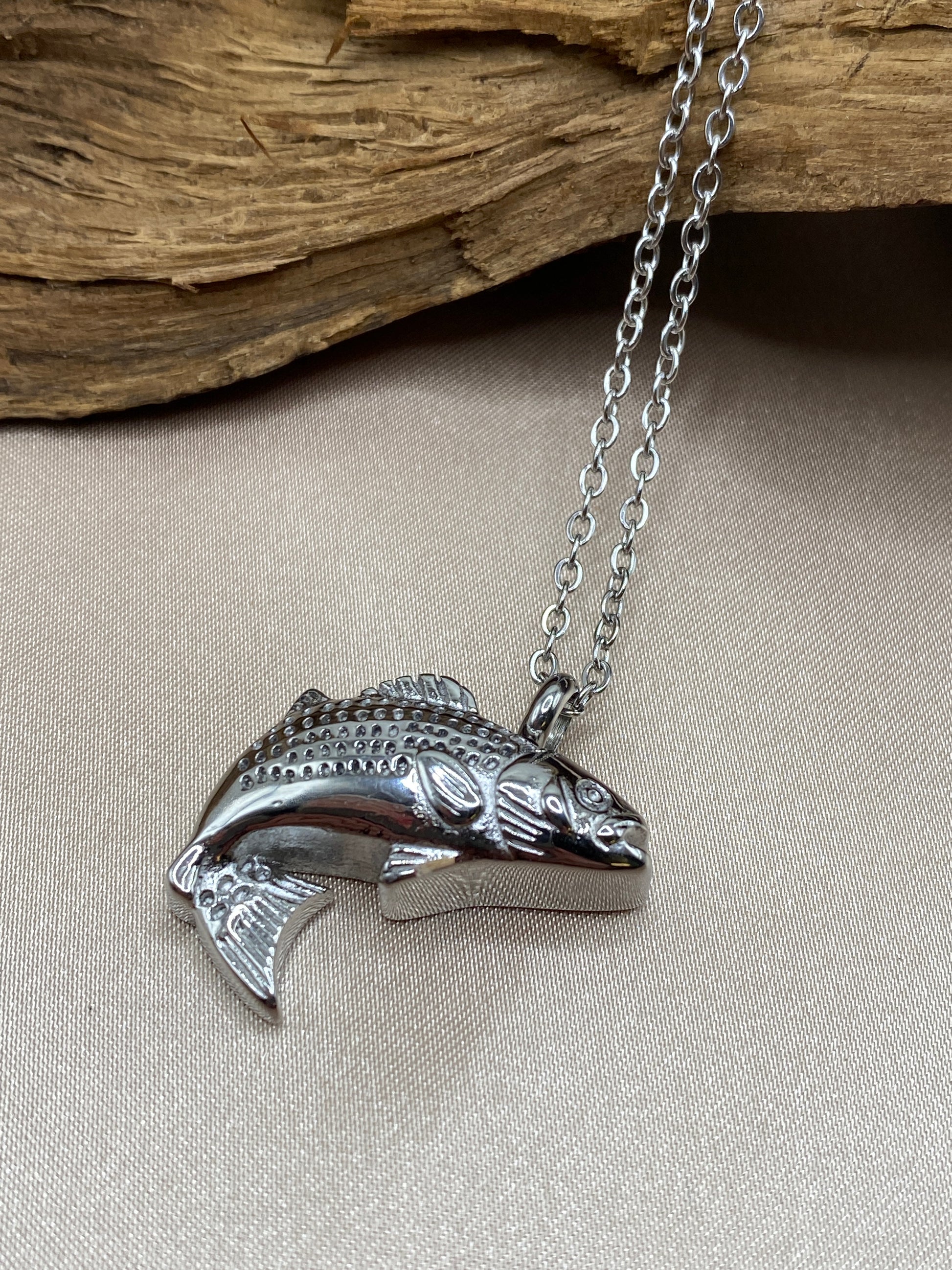 Stainless steel fish pendant with stainless steel chain