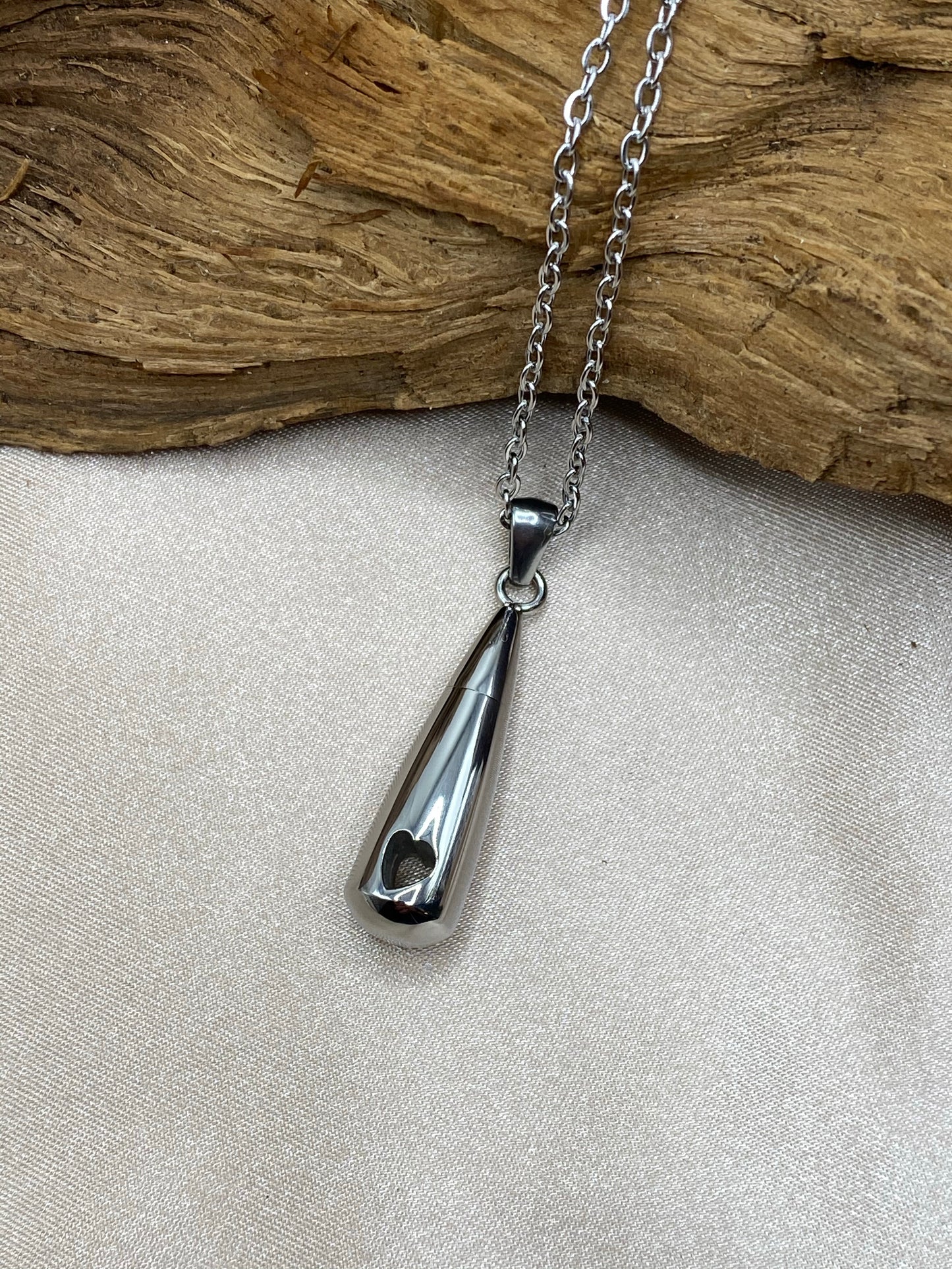 Teardrop shaped cremation necklace