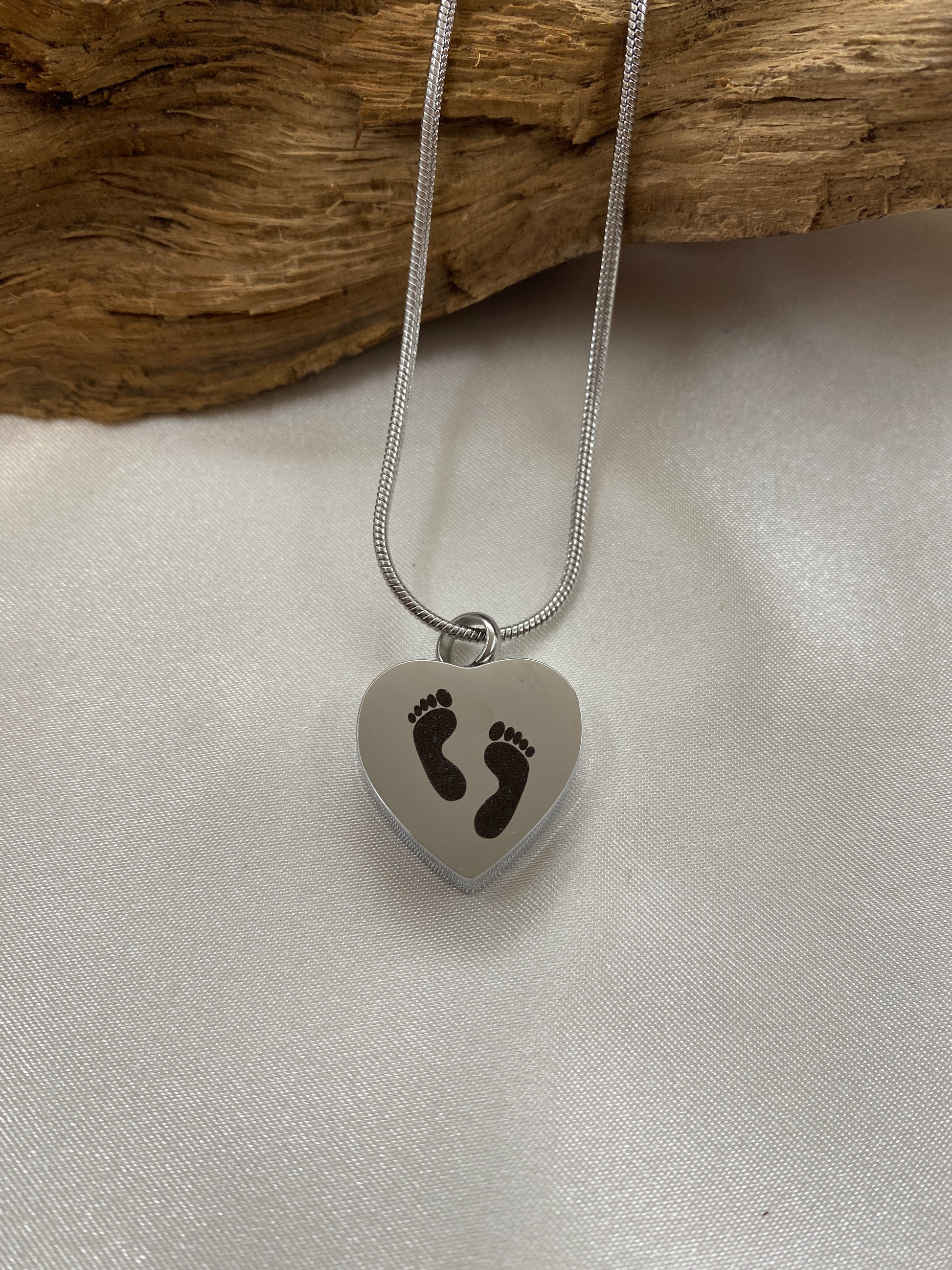 Baby feet urn necklace with snake chain