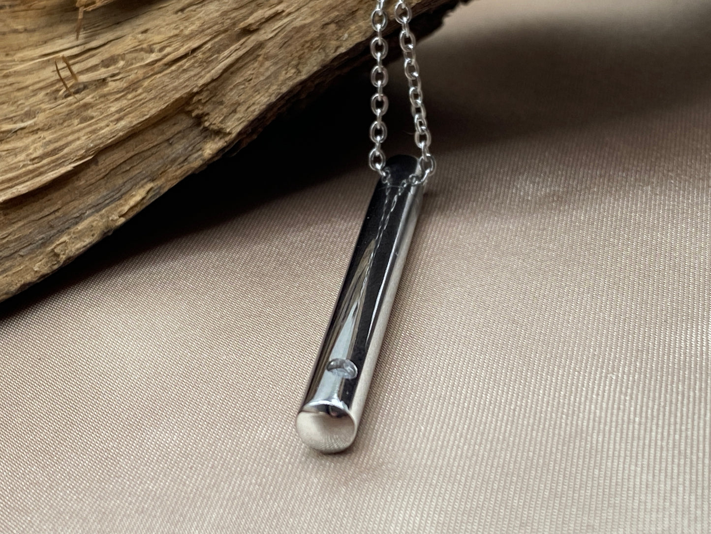 Stainless steel cremation necklace with crystal stone