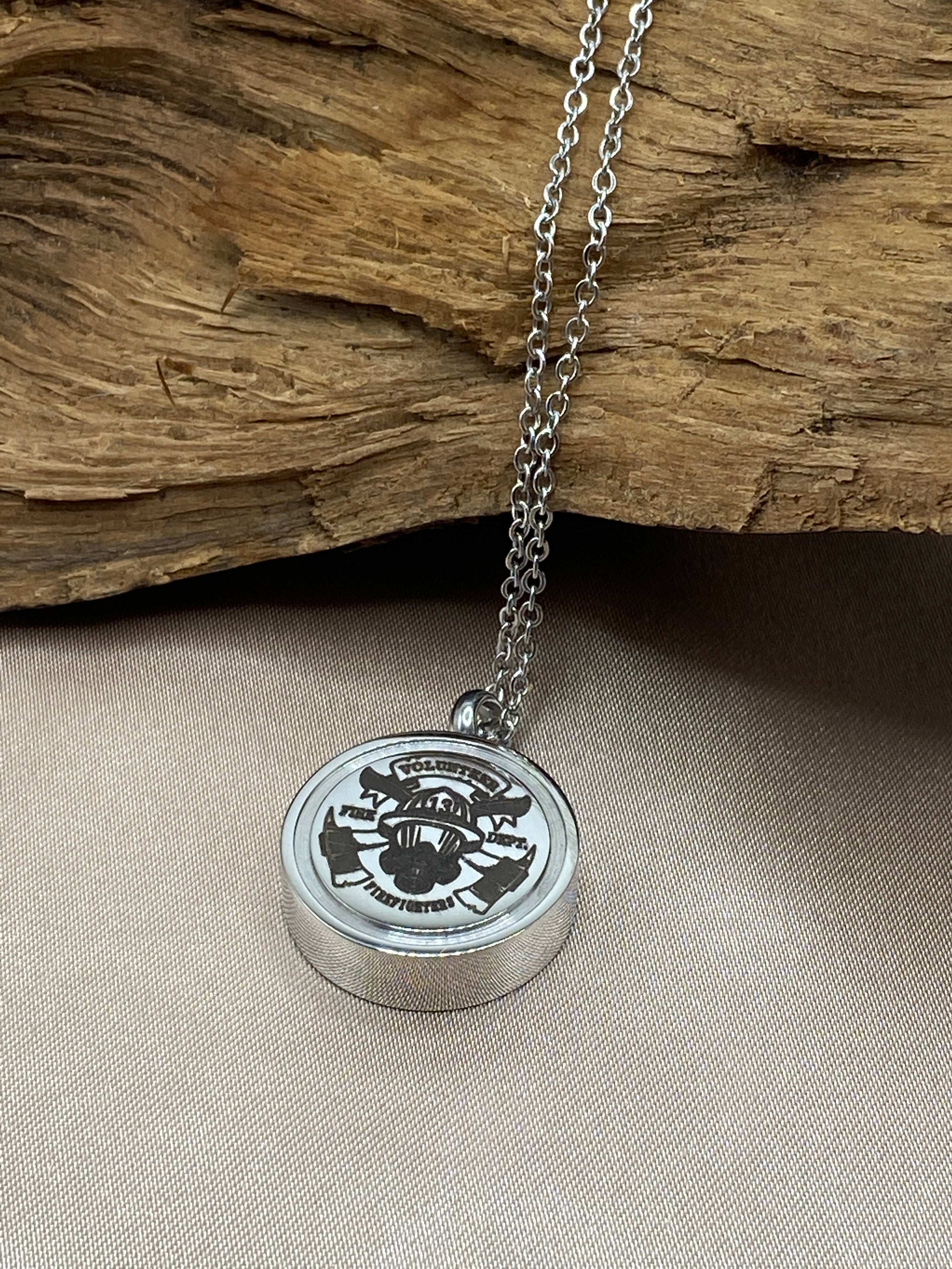 Firefighter urn store necklace