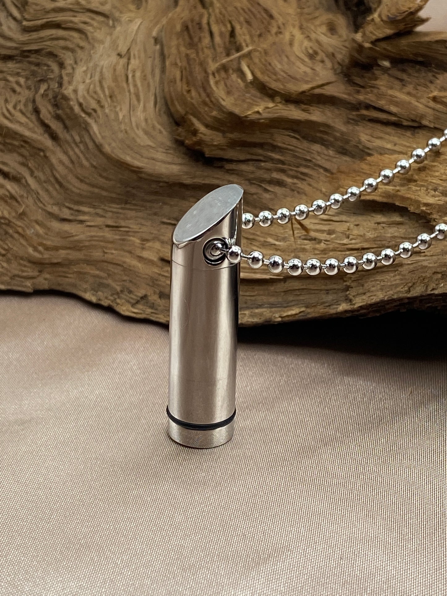 Stainless steel cylinder cremation necklace