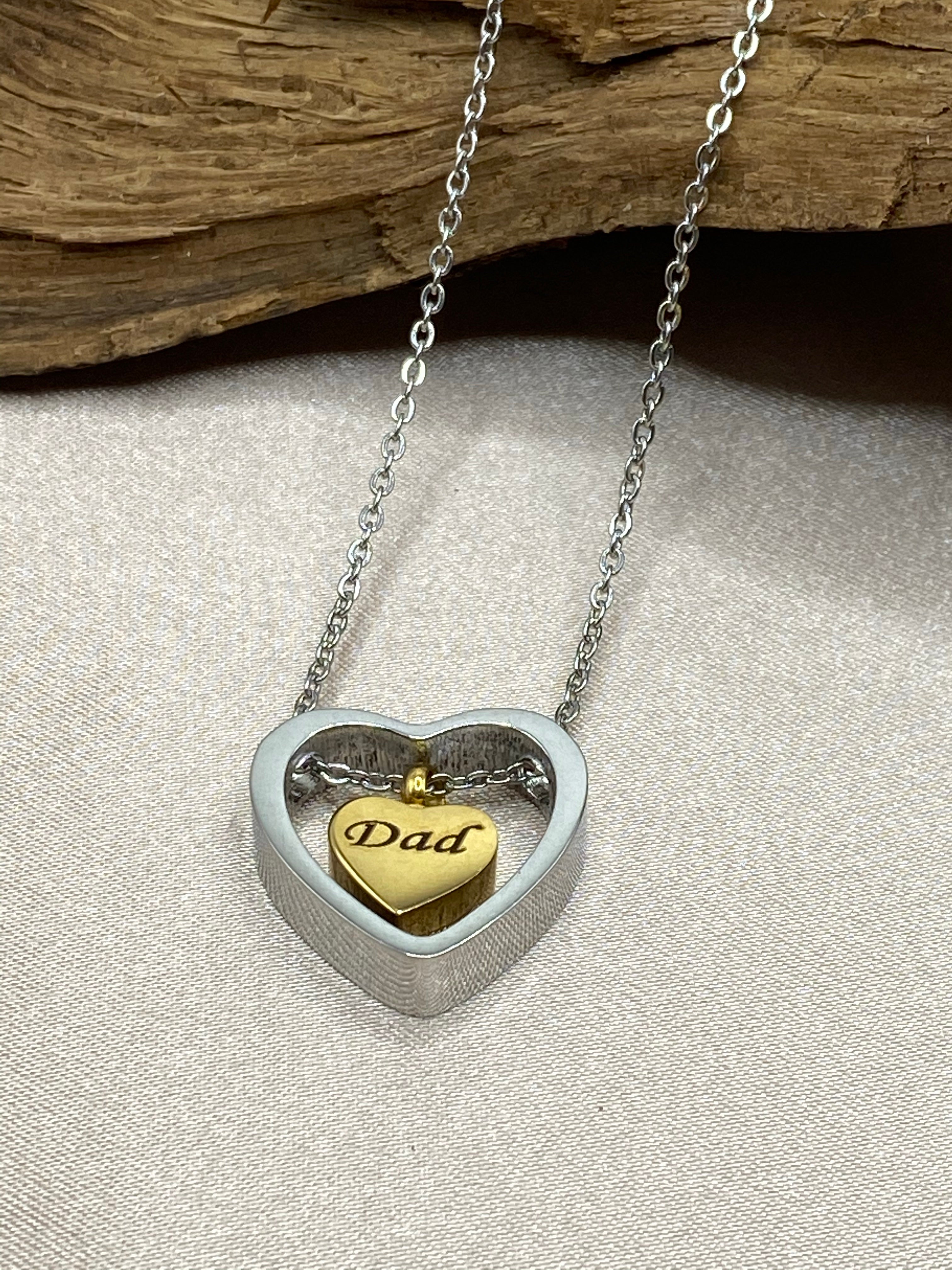 Dad Memorial Necklace Hollow Heart Pendant Keepsake Jewelry Ashes Necklace  Father Cremation Urn Necklace - Etsy