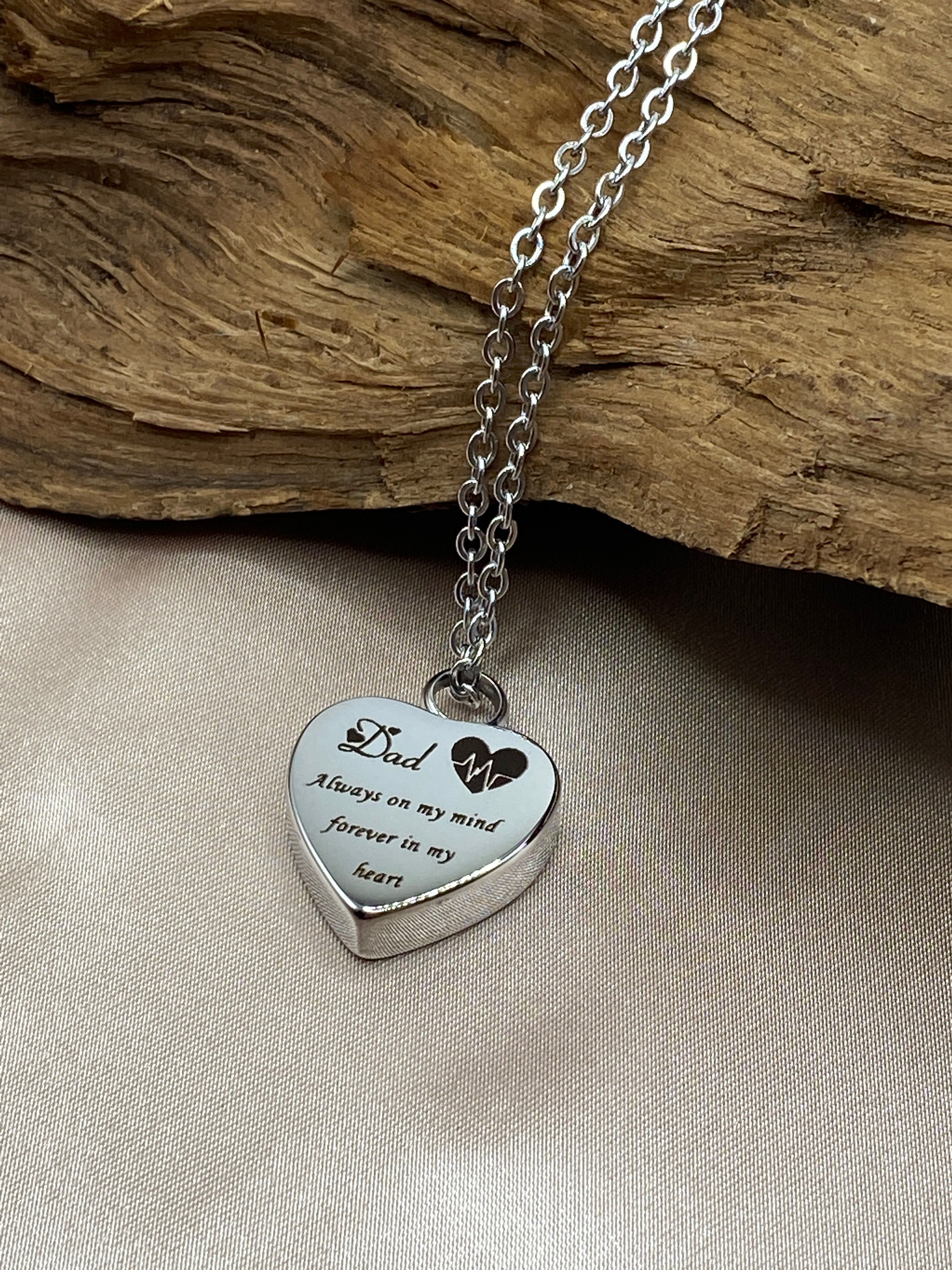 Cremation jewelry heart urn pendant necklace stainless steel keepsake  memorial dad-I was his angel and now he is mine dad - AliExpress